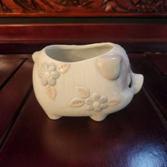 Ardco Fine Quality Ceramic Pig Planter With Floral Design Made In Japan - Picture 2 of 8